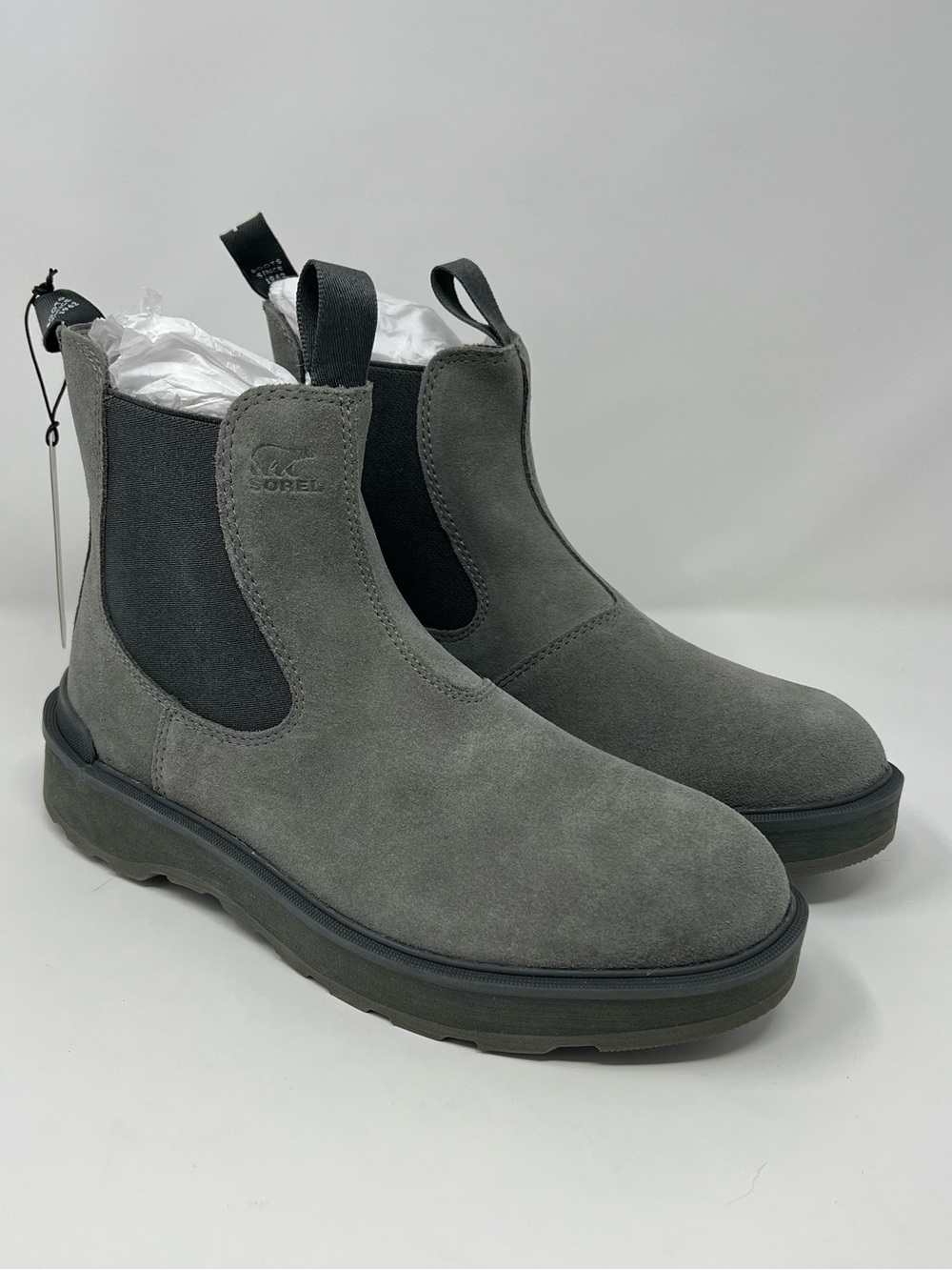 SOREL Hi-Line Chelsea Men’s 9.5 Gray Quarry Waterproof Suede Boots NM4802-052